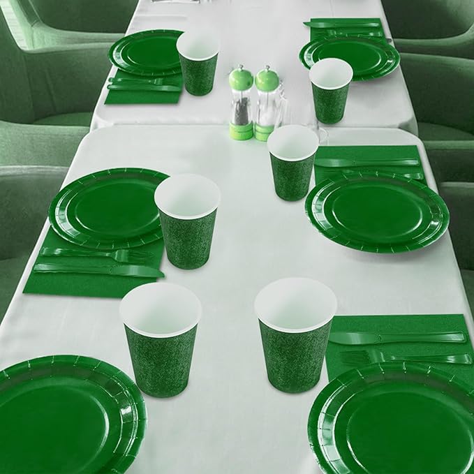 Green Paper Plates Party Supplies,350pcs Green Plates and Napkins Party Supplies Disposable Dinnerware Sets for St. Patrick's Mardi Gras Birthday Decorations Serve 50