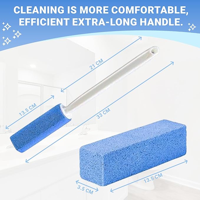Toilet Cleaning Blue Pumice Stone with Extended Reach Handle – Effortless Shine for a Pristine Bathroom!