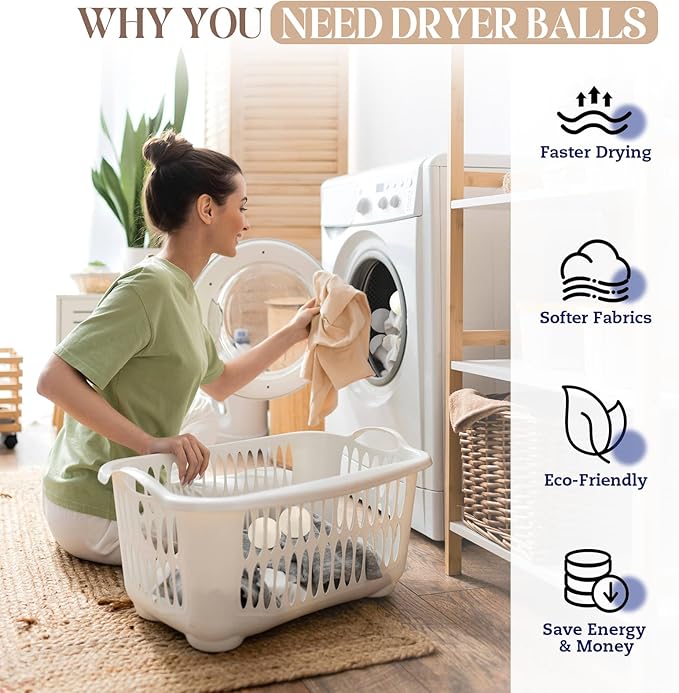 Wool Dryer Balls, New Zealand Dryer Balls Laundry Reusable Reduce Static Cling, Dryer Ball to Reduce Wrinkles & Shorten Drying Time, Drying Balls Fabric Softener Ball for Laundry（Pack of 8)
