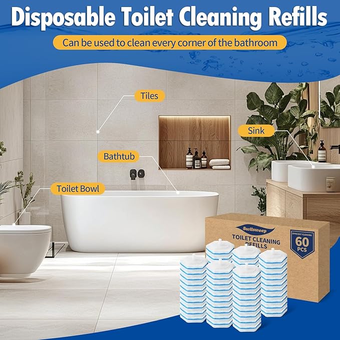120 Count Toilet Bowl Wand Refills, Disposable Toilet Cleaner Refills, Disposable Wand Heads Compatible with Clorox and The Most Toilet Brushes