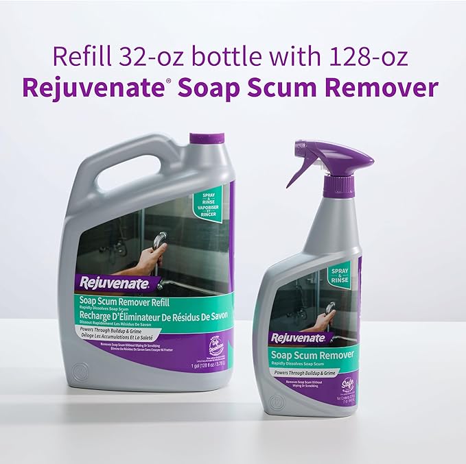Rejuvenate Soap Scum Remover Easily Dissolves Soap Scum Without Scrubbing, 32 Ounces, 2 Pack