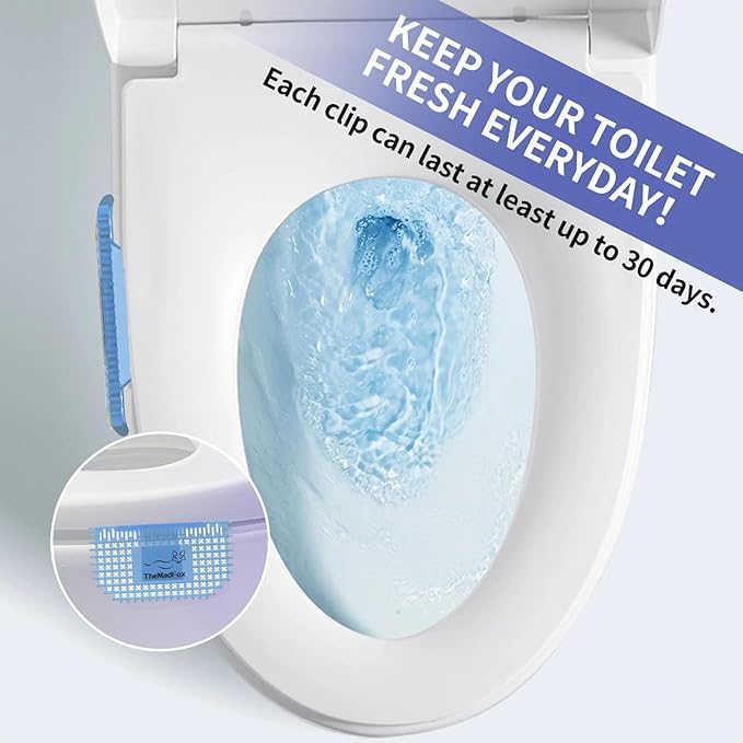 12 Pack Toilet Bowl Freshener Clip, Eco Bowl Clip Air Freshener for Bathroom, Odor Eliminator with Natural Cotton Scent, Long Lasting Up to 30 Days, Discreet Secure Clip for Toilet Rim