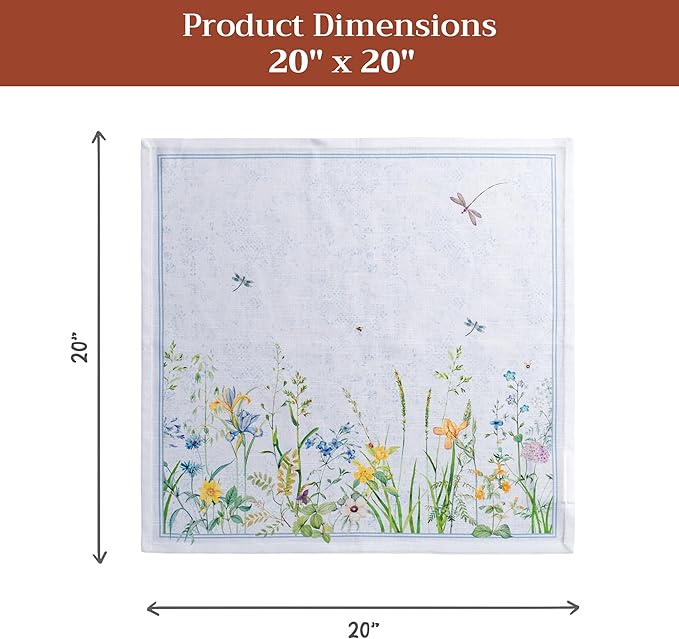 Maison d' Hermine 100% Cotton Cloth Napkins Set of 6 Everyday Reusable Square Napkins Cloth Washable Dinner Party Wedding Restaurant Hotel Kitchen Spring Summer (Fleurs De Mai, 20" x 20")