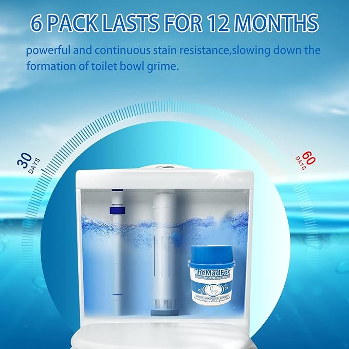 12 Pcs Probiotic Toilet Bowl Cleaner Bottle, Automatic Toilet Tank Cleaner with Enzyme-Powered Stain & Limescale Prevention, Safe for Plumbing & Septic Safe