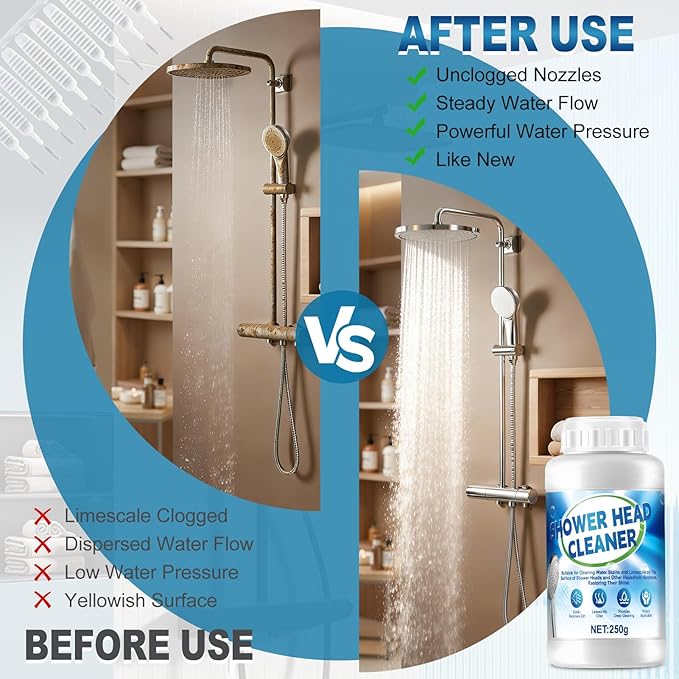 Limescale Remover, Bathroom Descaler, Hard Water Cleaner, Highly Effective at Removing Scale, Suitable for Cleaning Various Shower Heads, Water Dispensers, Kettles, Faucets, Etc, 8.3 Oz