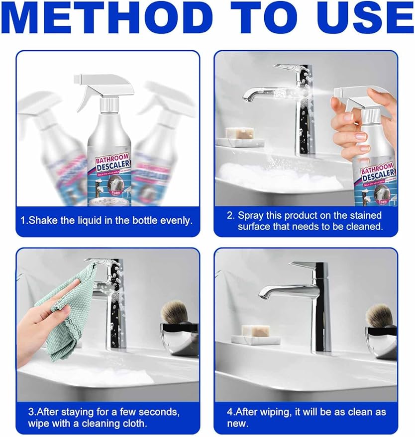 Crepuscute Foam Cleaner, Reshline Stubborn Stains Cleaner, Bathroom Descaler Stubborn Stains Cleaner, All-Purpose Bathroom Descaler Foam Spray (3)