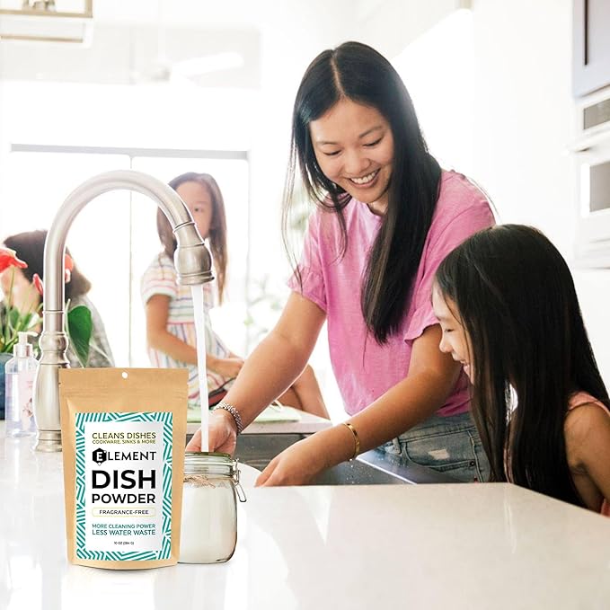 ELEMENT Dish Powder | Grease-Fighting Dish Soap | No Harsh Chemicals, Liquidless, Plastic-Free | Plant-Based Pouch (10 OZ Pouch, Fragrance-Free)