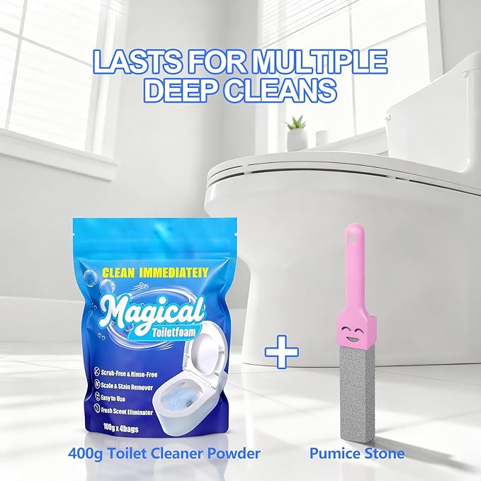 Foaming Toilet Bowl Cleaner Powder: Self-Activating Foam Toilet Cleaner for Deep Cleaning - Stain Remover for Bathroom