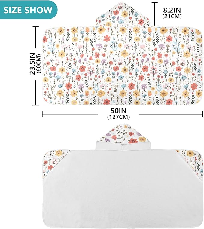 Kids Hooded Towels Flower Floral Swimming Beach Towel 23.5" x 50" Bath Towel for Boys Girls 21217224