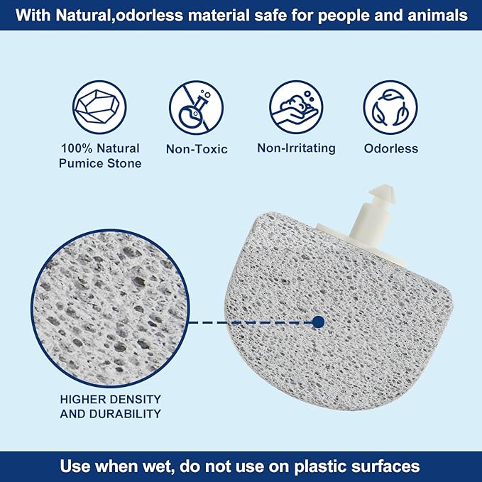 Toilet Pumice Stone with Handle, 16.14 Inch Pumice Stone Toilet Bowl Cleaner with 4 Pumice Stones ＆ 6 Sponge Toilet Cleaning Heads, Wall Mounted Toilet Cleaner Compact Toilet Bowl Brush Scrubber