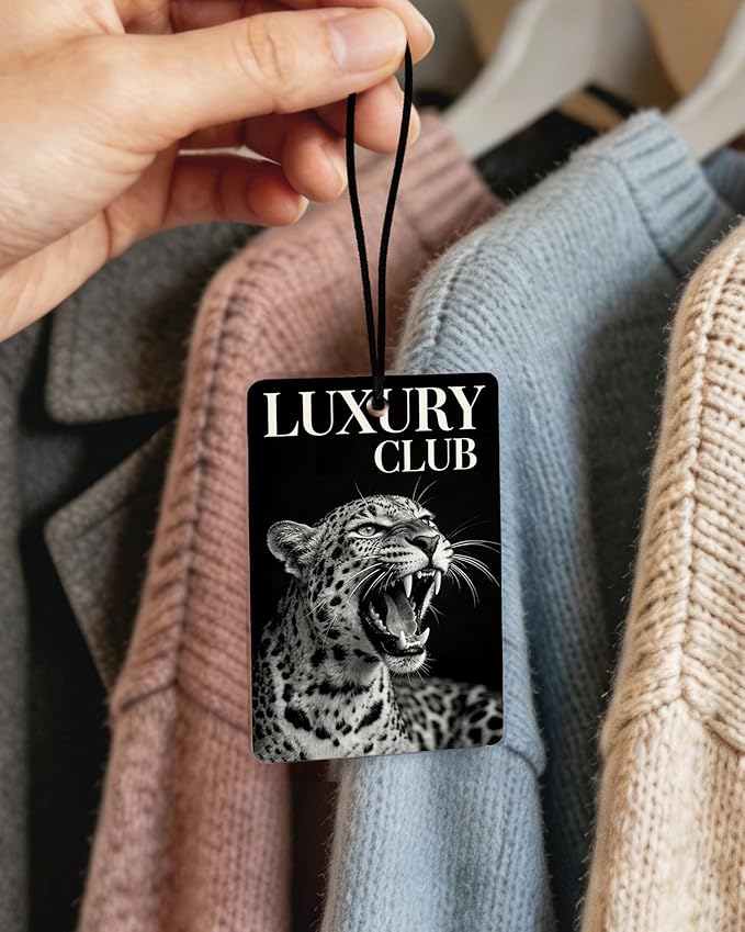 Vintage Leopard Print Orange Citrus Car Air Freshener 4pcs, Retro Cheetah Luxury Club Black Lucky 8 Ball Dice Martini Hanging Scents Car Accessories Interior Mirror Decor for Women Girls