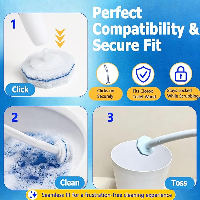 Toilet Wand Refills for Clorox 30 Count, Disposable Toilet Cleaner Refills Pads（not included brush rod）