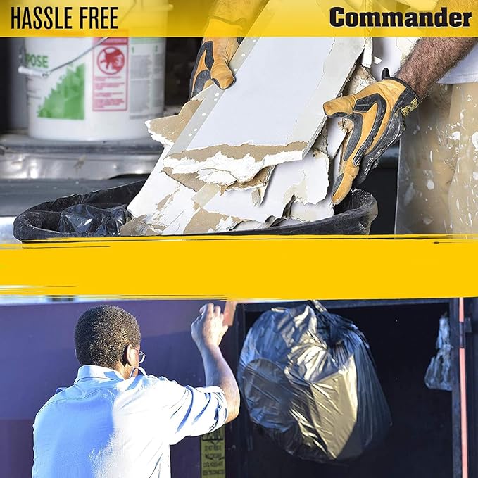 Commander 42 Gallon 3 MIL (eq) Heavy Duty Contractor Bags with Flap Ties - 32" x 46" - Pack of 80 - For Contractor, Industrial, & Outdoor