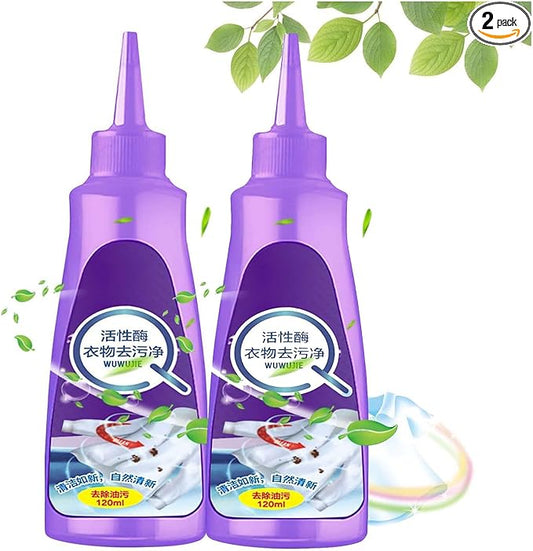 Active Enzyme Laundry Stain Remover for Clothes,Fast Laundry Stain Remover,Active Enzyme Clothing Stain Remover,White Shirt Guardian,Garment Stubborn Stain Cleaner Oil Remover (120ml,2PCS)