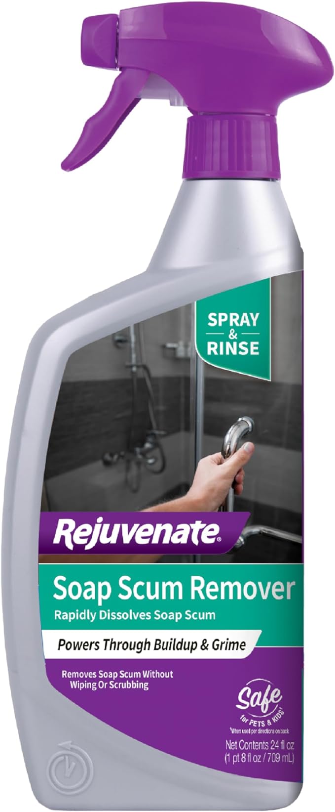 Rejuvenate Soap Scum Remover, 24 Ounces, Easily Dissolves Soap Scum Without Scrubbing