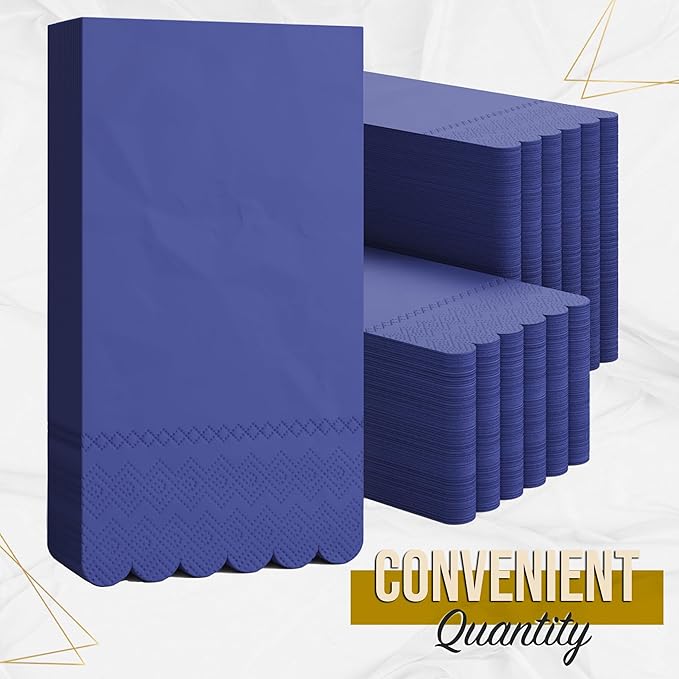 Party Solids Purple Scalloped Napkins Disposable 100 Pcs 3-Ply Purple Scalloped Dinner Napkins Disposable Decorative for Dinners & Parties, Paper Guest Towels for Bathroom & Party Supplies