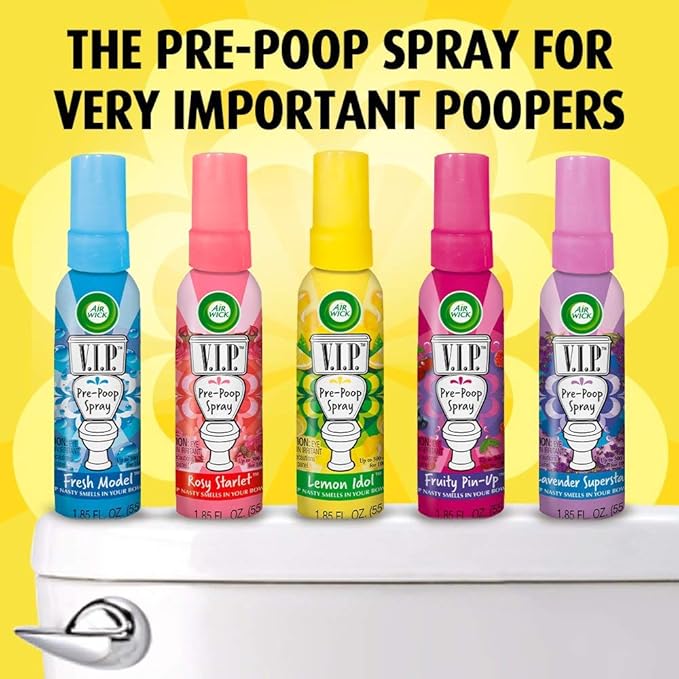 Air Wick V.I.P. Pre-Poop Toilet Spray | Rosy Starlet Scent | Contains Essential Oils | Travel Size Air Freshener | Up to 100 uses - 1.85 Ounce (Pack of 4)