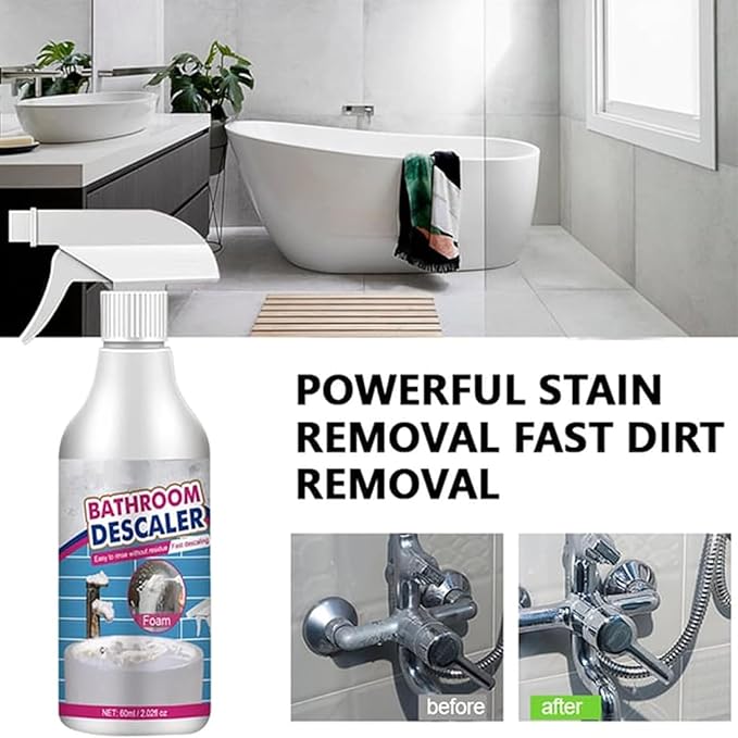 Bathroom Descaler Foam Cleaner Spray, All-Purpose Bathroom Descaler Foam Spray, For Bathtub, Toilet, Glass, Faucet, Fresh Scent