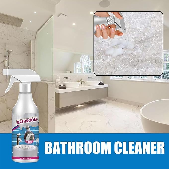 Bathroom Descaler Foam Cleaner, 2025 New Bathroom Descaler Cleaner, Stubborn Stains Cleaner, Limescale Cleaner, All Purpose Rinse Free Cleaning Spray for Bathtub, Sink, Toilet, Tiles (2Pcs)