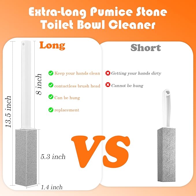 6-Piece Set of Long Handled Pumice Toilet Cleaning Pumice, Pumices Stone Toilet Bowl Cleaner Used for Cleaning Barbecue Grills, Bathtubs, Swimming Pools, Toilets, Sinks