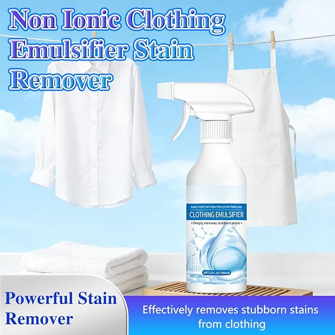 Clothing Emulsifier Stain Remover, Non-Ionic Laundry Pre-Treatment,Portable Solution - Natural Clothing Emulsifier,Easy Application, For Picnic Sports Outdoor Family Home(300ML-10Floz)