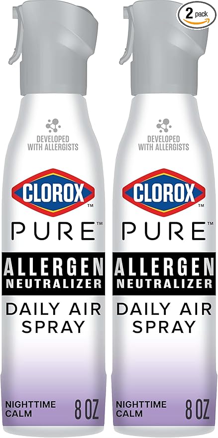 Clorox PURE Allergen Neutralizer Daily Air Spray, Nighttime Calm, 8 Ounces (Pack of 2)