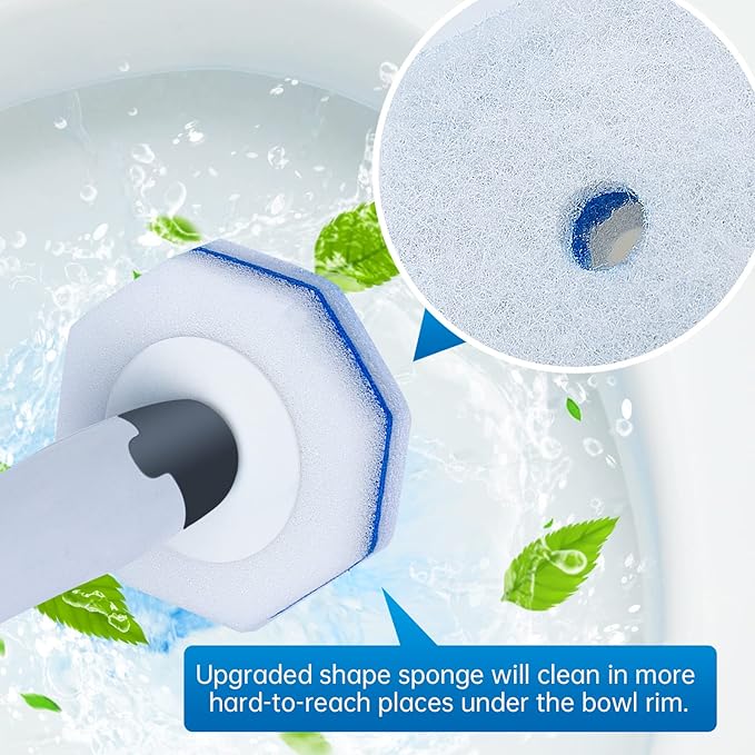 60 Counts Disposable Toilet Cleaning Wand Refills Bowl Scrubbers Heads (60)