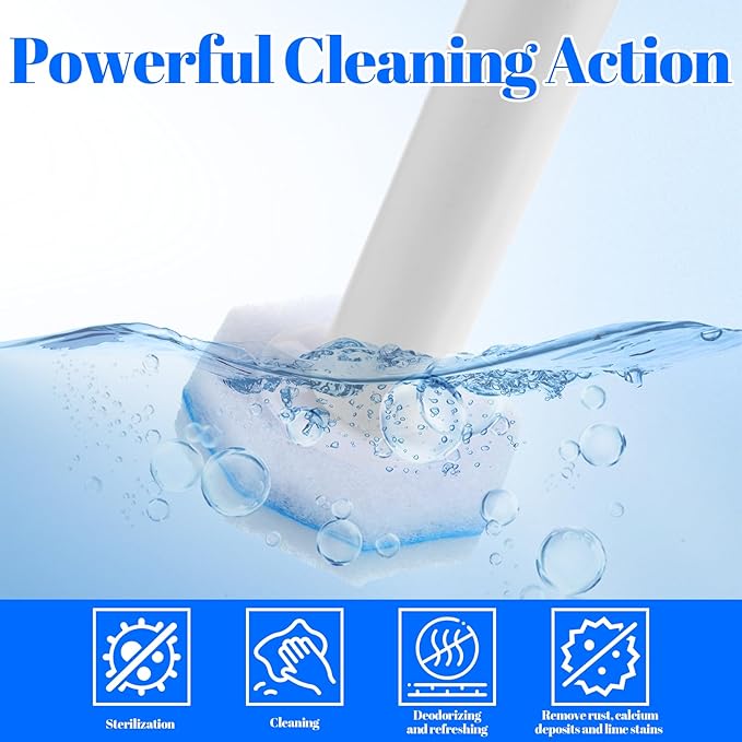 60 Counts Disposable Toilet Wand Refills Compatible with Most Bowl Brush Wand, Disposable Bathroom Toilet Brush Scrubber Heads, Toilet Bowl Cleaner Refill Pads for Stain Removal Deep Cleaning