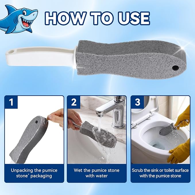 Sieral 10 Pack Pumice Stone with Handles for Bowl Toilet Cleaning, Toilet Pumice Stone Stick for Cleaning Bathroom, Oven, Grills, Tiles, Grout and Pools