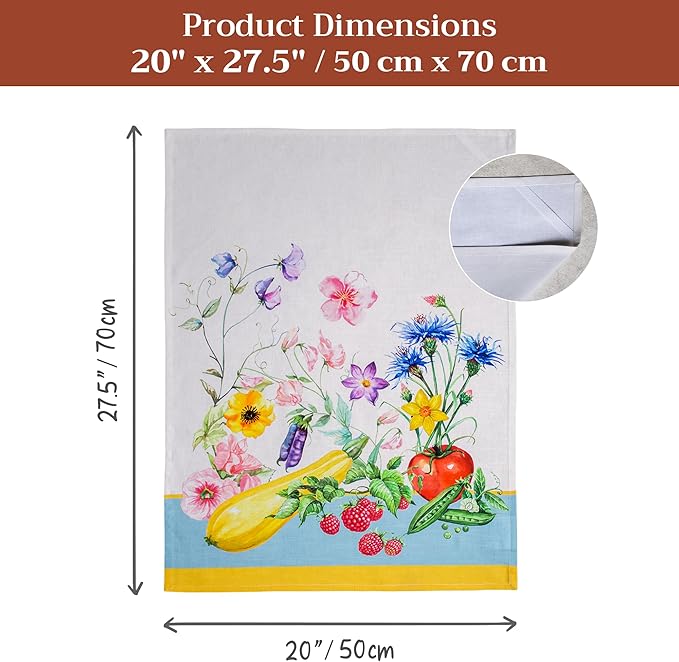Maison d' Hermine Kitchen Towels Set of 3 100% Cotton 27.50" x 20" Reusable Cloth Tea Dish Towels Absorbent with Hanging Loop for Kitchen Farmhouse Hotel Spring Summer - Giverny