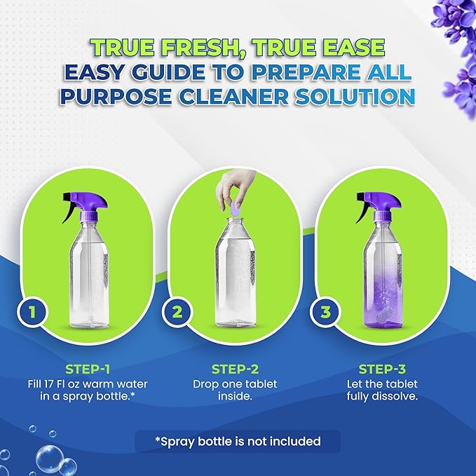 True Fresh 2-in-1 Toilet Bowl Cleaner Tablets 26 Pack & Multi Surface All Purpose Cleaning Tablets 24-Pack, Rapid Dissolving Formula, Septic Safe, Stain Remover for Long-Lasting Freshness and Shine