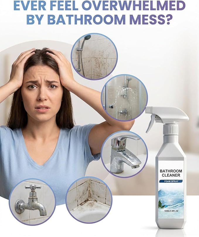 Scale Remover Bathroom Cleaner, 3.38OZ Bathroom Cleaner Foam Spray for Shower, Glass, Tiles, Stainless Steel, Glass and Toilet
