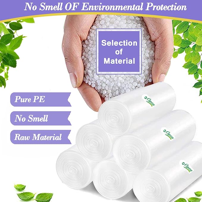 3 Gallon 120pcs (Fit 3-3.2 Gal) Small Clear Trash BagsPlastic Strong Clear Garbage Bags,Bathroom Trash Can Bin Liners,Waste Basket Liner,Fit 10-13 Liter, 3 Gallon,3.2Gallon