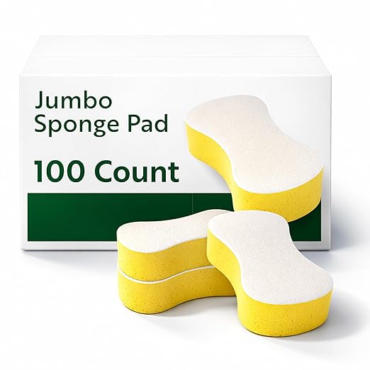 Restaurantware Sponge and Scouring Pad Combo 100 Count 9.4 x 5.1 x 2.7 Inches Plastic Multi-Surface Scrubber Flexible Cleaning Sponge for Commercial Kitchens
