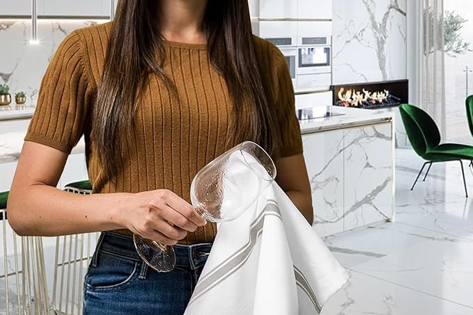 Avalon Kitchen Dish Towels Set (Value Pack of 15) Size 15x25 Inch, 100% Cotton Soft & Absorbent Kitchen Towels, Tea Towels, Reusable Cleaning Cloths for Household Cleaning (Grey)