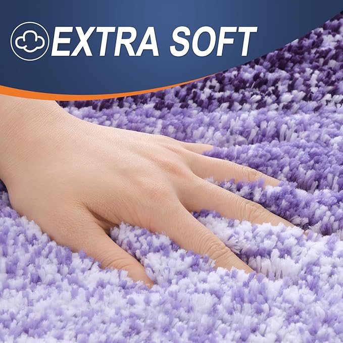 OLANLY Large Bathroom Rugs Mat 54x24, Extra Soft Absorbent Microfiber Bath Rugs, Rubber Backing, Quick Dry, Machine Washable Bath Mat for Bathroom Floor, Tub and Shower, Home Decor Accessories, Violet