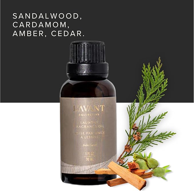 L'AVANT Collective | Essential Oils for Laundry - Dryer Balls Scents – Scented Fragrance Essential Oil Drops | Laundry Oil - Ambre Santal