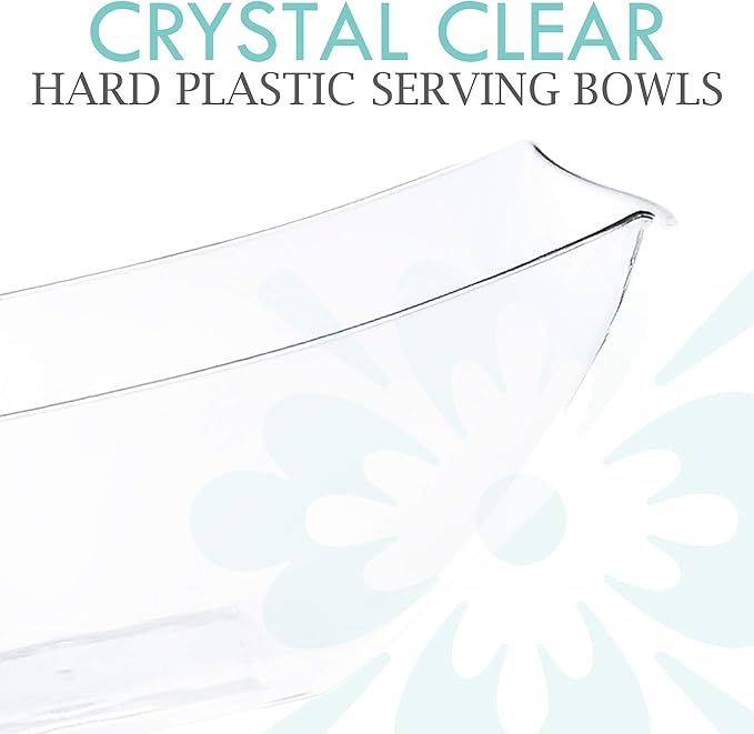 PLASTICPRO Disposable 128 ounce Square Serving Bowls, Party Snack or Salad Bowl, Extra Large Plastic Crystal Clear Pack of 4