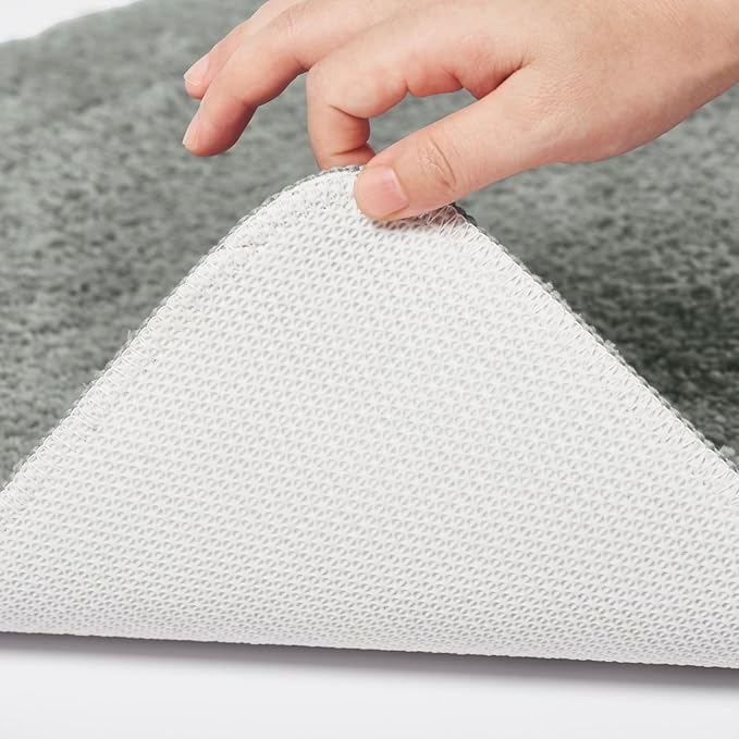 Bath Rugs Set 3 Pieces Bathroom Mat Soft Absorbent Plush Shaggy Soft Floor Non Slip Shower Bath Tub Machine Washable (Moss-Leaf, 20"x32"/20"x20"/17"x24")