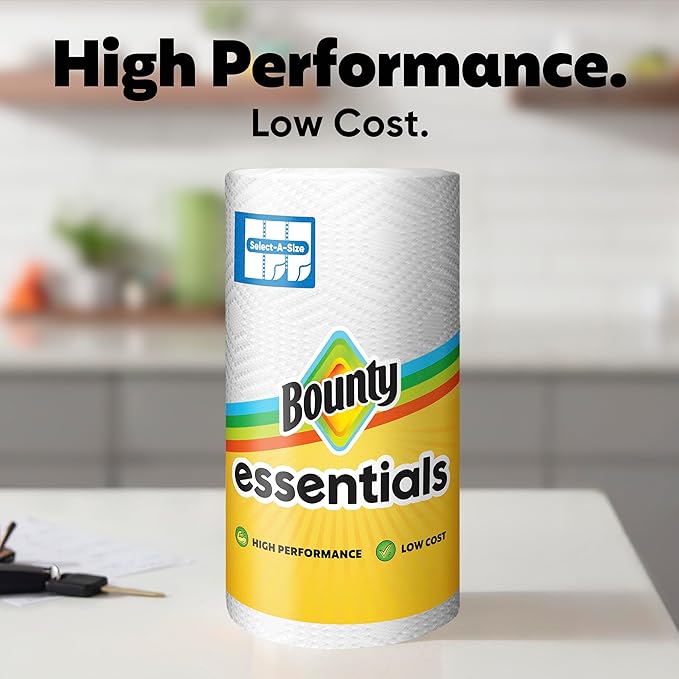 Bounty Essentials Select-A-Size Paper Towels, 6 Double Rolls, White, 108 Sheets Per Roll