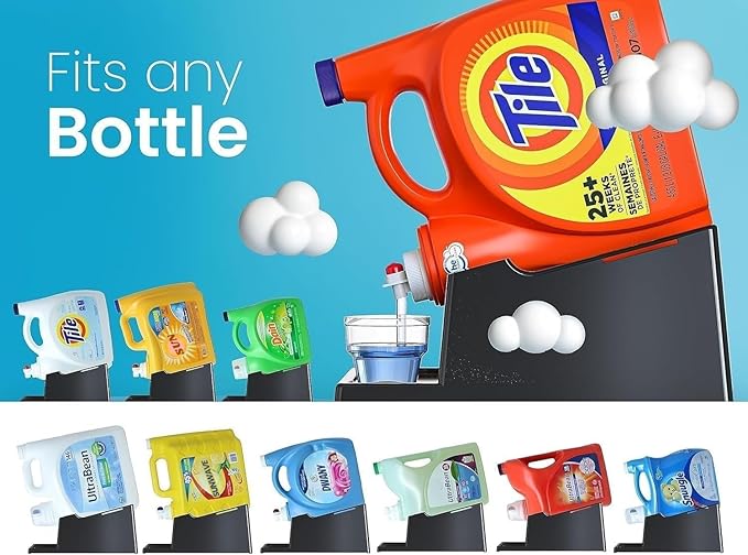 Skywin TidyFriend Liquid Laundry Detergent Holder Stand with Drip Tray & Rubber Feet, Stand for Laundry Room Organization and Storage, Fabric Softener Dispenser Holder for Easy Pouring (Black)