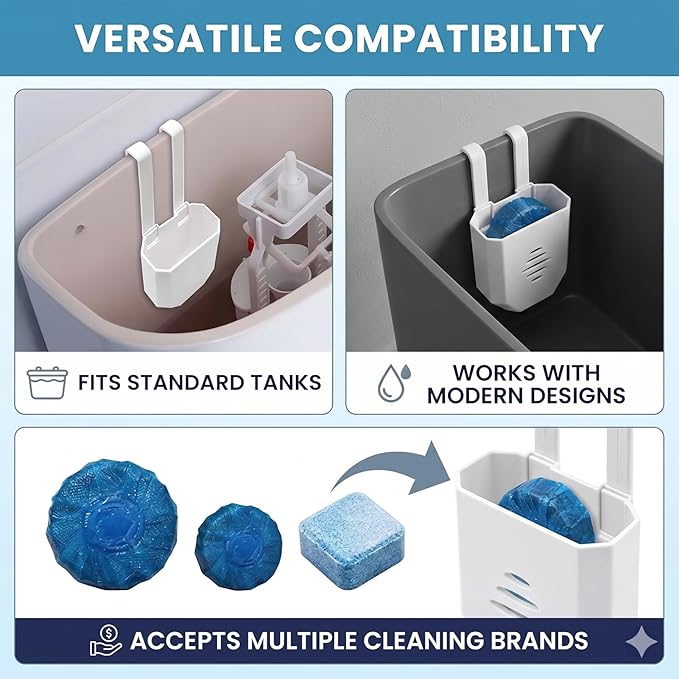 Toilet Tablet Holder,Toilet Tank Tablet Holder,Toilet Bowl Tablet Holder,Tank Caddy,Toilet Tank Cleaner Holder,Water-Resistant Plastic,For Placing And Protecting Your Toilet Cleaning Tablets