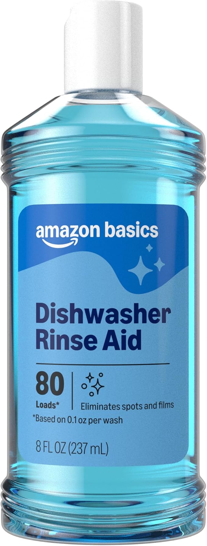 Amazon Basics Dishwasher Rinse Aid, Prevents Spots & Film, Enhances Drying, 8 Fl Oz
