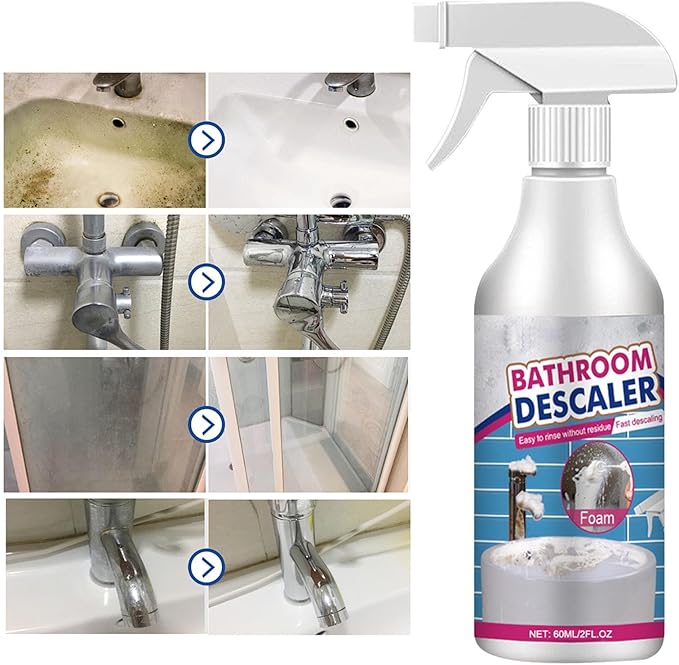 Bathroom Descaler Foam Cleaner Spray, Fast-Acting Powerful Stubborn Stains & Limescale Remover, All-Purpose Bubble Foam Cleaner for Bathroom, Toilet, Shower, Glass, Sink and More (2)