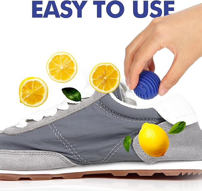 Xcleen Sneaker Deodorizer Balls Escape Scent 6 Pack, Odor Eliminator Balls for Closet Car Gym Bag, Long Lasting Small Space Air Freshener With Essential Oil