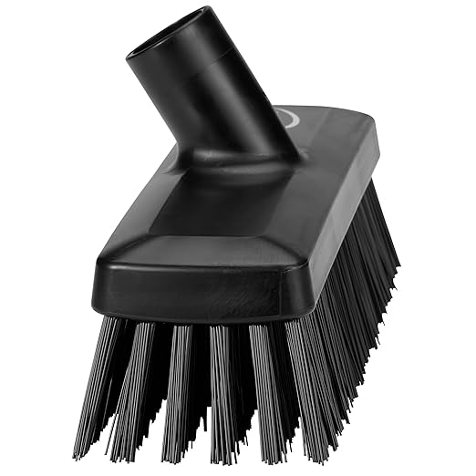Vikan 70429 Compact Wall/Deck Scrub, 8.9", Stiff, Black