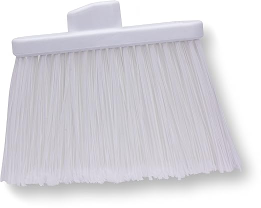 SPARTA Plastic Broom Head, Angled, Flagged for Small Debris Indoor, Outdoor, Home, Restaurant, Lobby, Office, 12 Inches, White