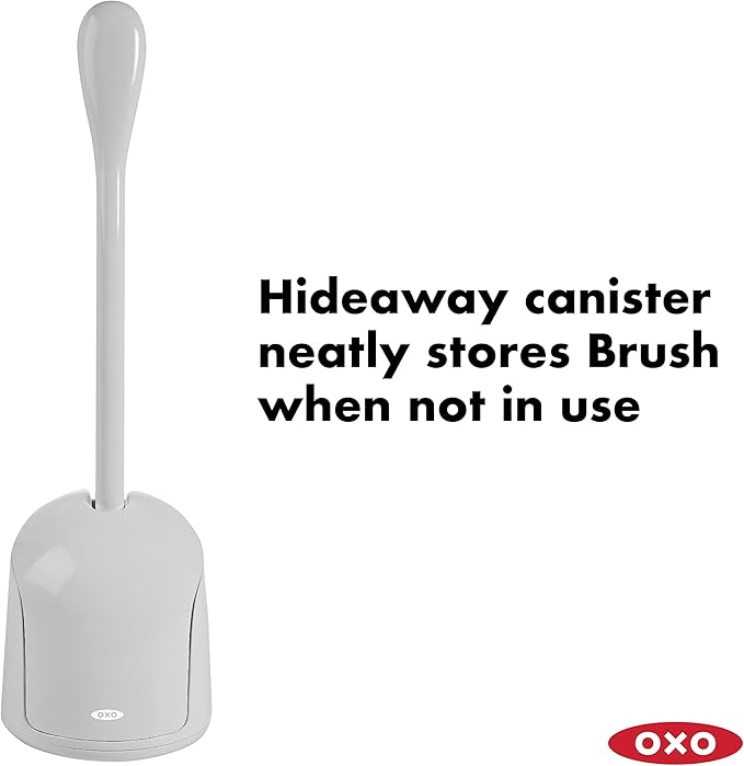OXO Good Grips Set Toilet Brush & Plunger Combo, White and Good Grips Compact Toilet Brush & Canister - Gray
