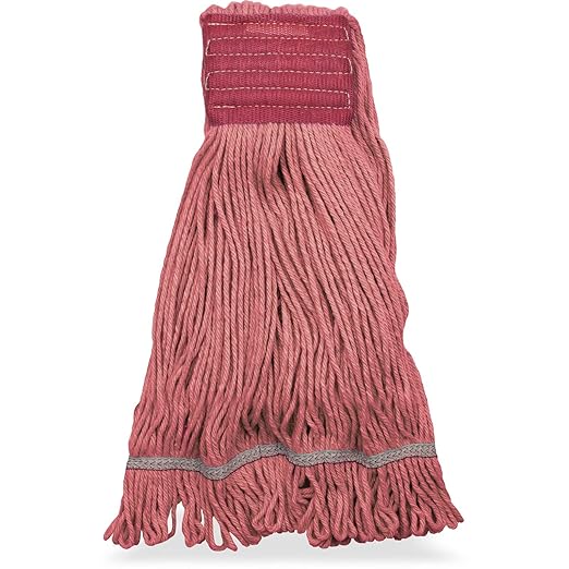 SPARTA Flo-Pac Cotton Mop Head, Loop-Ended, Wide Band with 5" Red Band for Organized Cleaning, Large, Red