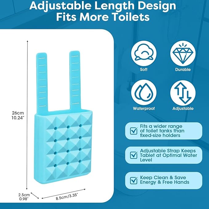Toilet Tablet Holder for Tank - Adjustable Restroom Accessories, Toilet Bowl Cleaner Tablet Hanger | for Renters Home Hotel Restaurant Dormitory Powder Room Spa Studio Beach House Shopping Mall